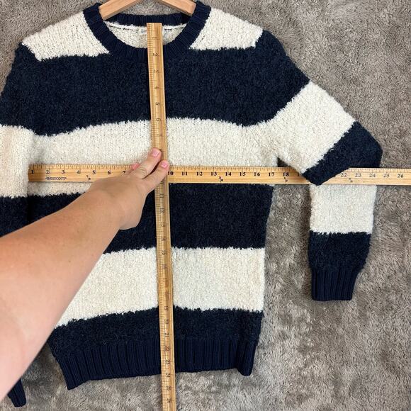 Crewcuts Fuzzy Stripe Knit Sweater Boys Girls 12 Navy Blue White Colorblock - Picture 8 of 8